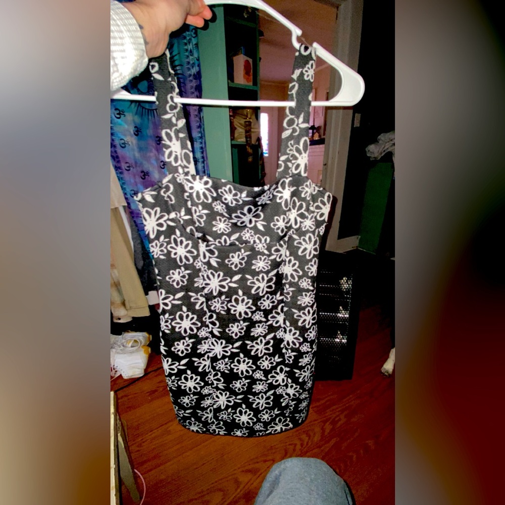 Mini black floral dress